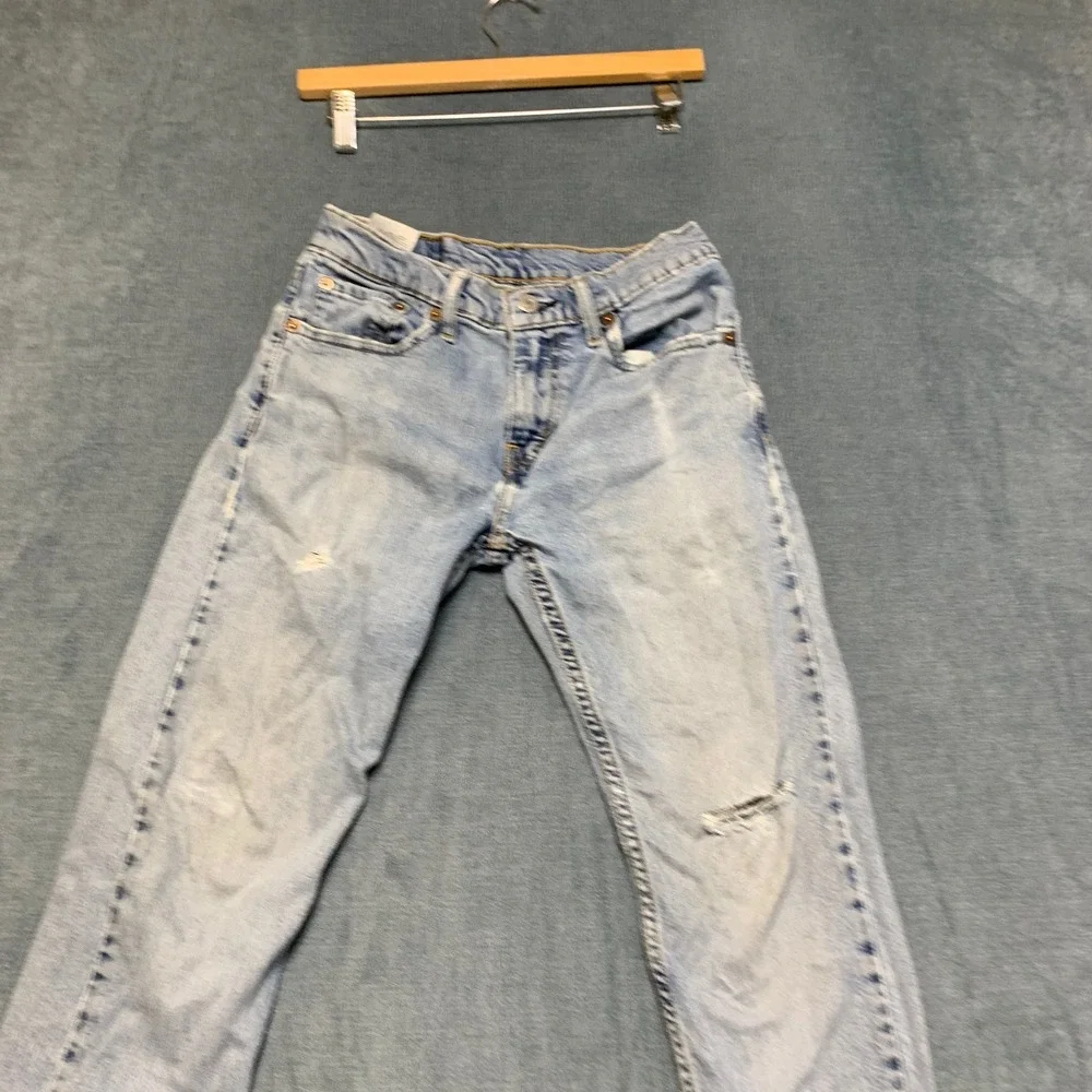 Levi's 512 Slim Taper Fit Jeans Mens 28x30 Blue Denim Light Wash Distressed